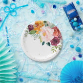 Herbst-Burgundy Blush Bloral Blossom Hochzeit Pappteller (Party)