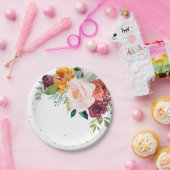 Herbst-Burgundy Blush Bloral Blossom Hochzeit Pappteller (Party)