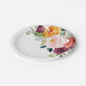 Herbst-Burgundy Blush Bloral Blossom Hochzeit Pappteller (Schrägansicht)