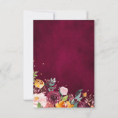 Herbst-Burgundy Blush Bloral Blossom Hochzeit RSVP Karte (Rückseite)