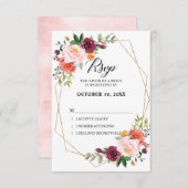 Herbst Burgundy Blush Bloral geometrische Hochzeit RSVP Karte (Vorne/Hinten)