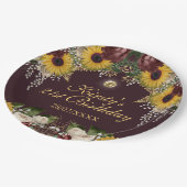 Herbst-Burgundy-Fall-Blume Blätter Geburtstag Pappteller (Schrägansicht)