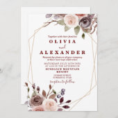 Herbst Burgundy Geodäsie Einladung (Vorne/Hinten)