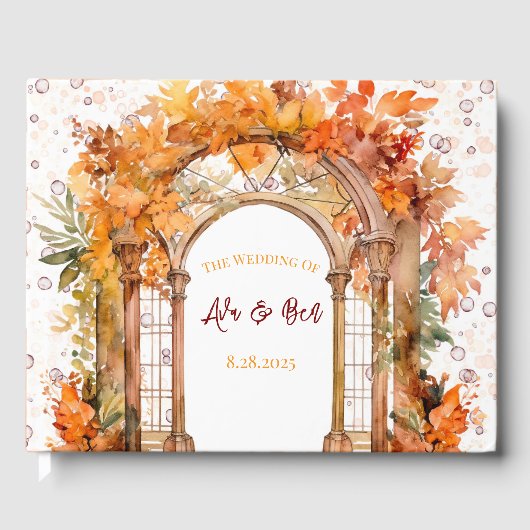 Herbst Burgundy Orange Arch Wedding Gästebuch (Vorderseite)