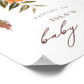 Herbst Burgundy & Orange Blumenbaby-Dusche Willkom Poster (Ecke)