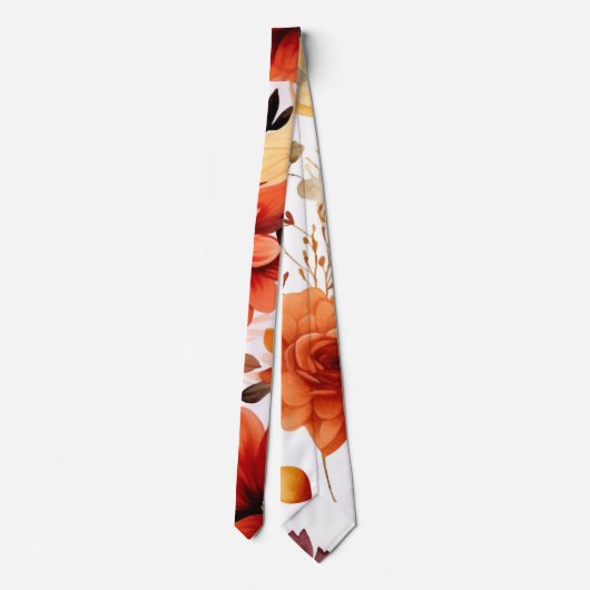 Herbst Burgundy Orange Floral Wedding Trauzeugen Krawatte (Rückseite)