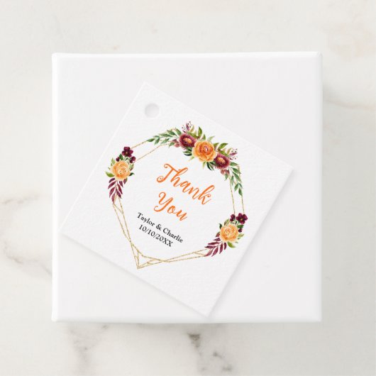 Herbst Burgundy Orange Floral Wedding Vielen Dank Geschenkanhänger (Beispiel)