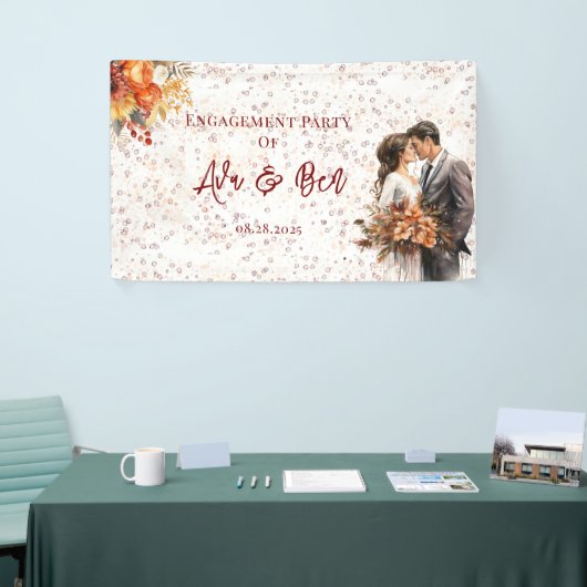 Herbst Burgundy Orange Probe Dinner Banner (Messeveranstaltung)