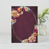 Herbst-Burgundy Rote Orange Blush Bloral Hochzeit Einladung (Stehend Vorderseite)