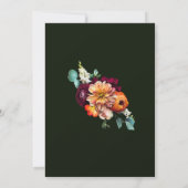 Herbst-Burgundy Rote Orange Blush Bloral Hochzeit Einladung (Rückseite)