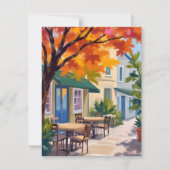 Herbst-Café-Aquarell-Herbstdächer-Karte (Vorderseite)