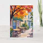 Herbst-Café-Aquarell Herbstlaub Karte (Vorderseite)