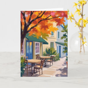 Herbst-Café-Aquarell Herbstlaub Karte