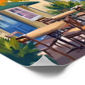 Herbst-Café-Aquarell Herbstlaub Kunst Poster (Ecke)