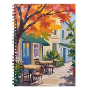 Herbst-Café-Aquarell Herbstlaub Notizblock
