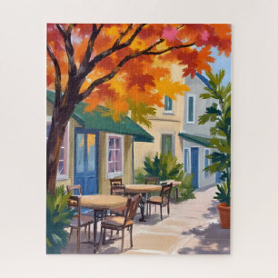 Herbst-Café-Aquarell Herbstlaub Puzzle