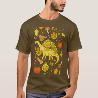 Herbst Camarasaurus Fall Dinosaurier Sonnenblumen T-Shirt
