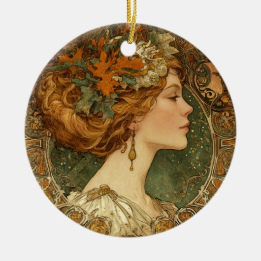 Herbst Cameo Ornament - Vintager Jugendstil (Vorne)