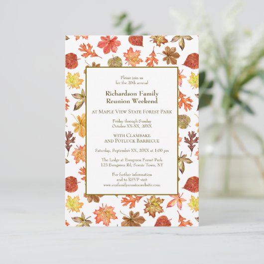 Herbst Camping Family Wiedersehen Jamboree GRILLEN Einladung (Stehend Vorderseite)