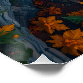 Herbst-Canyon-Wasserfall – Lebendige Herbstlandsch Poster (Ecke)