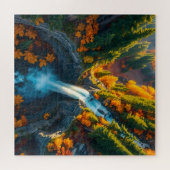 Herbst-Canyon-Wasserfall – Lebendige Herbstwaldlan Puzzle (Horizontal)