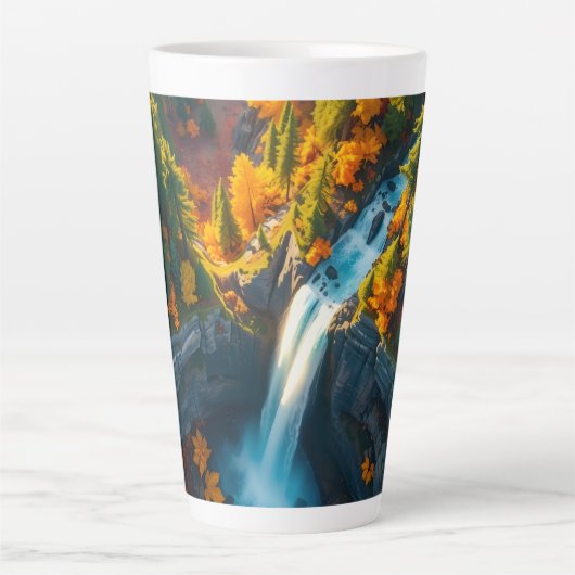 Herbst-Canyon-Wasserfall – Lebendiger Herbstwald Milchtasse (Vorderseite)