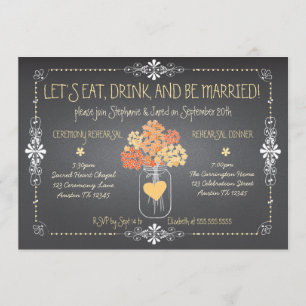 Herbst Chalkboard Hochzeit Probe Mason Jar Einladung