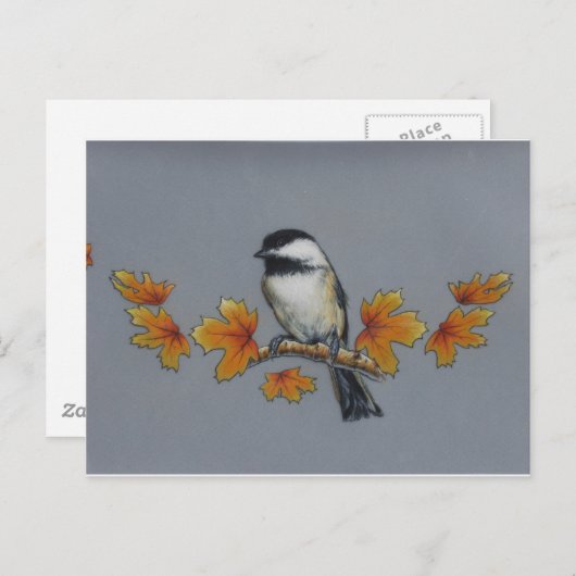 Herbst Chickadee Postkarte (Vorne/Hinten)