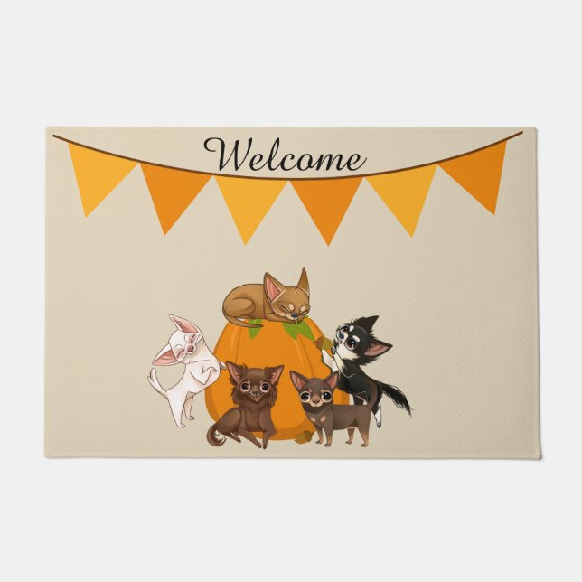 Herbst Chihuahua Door Mat Fußmatte (Vorderseite)