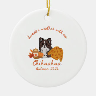 Herbst Chihuahua Hygge Keramik Ornament