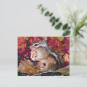 Herbst , Chipmunk (Foto) Postkarte (Stehend Vorderseite)
