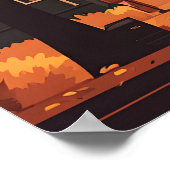 Herbst City Street Rustikale Orange Red Yellow Bro Poster (Ecke)