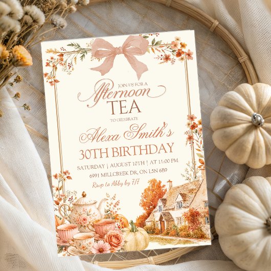 Herbst Coquette Nachmittags-Teeparty Geburtstag Einladung