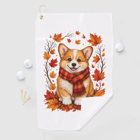 Herbst Corgi Hund Kuschelig Golfhandtuch (Insitu)