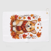Herbst Corgi Hund Kuschelig Golfhandtuch (Horizontal)