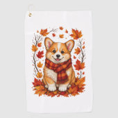 Herbst Corgi Hund Kuschelig Golfhandtuch (Vorderseite)