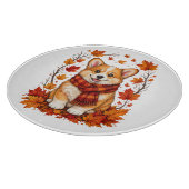 Herbst Corgi Hund Kuschelig Schneidebrett (Ecke)
