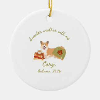 Herbst Corgi Hygge Keramik Ornament
