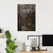 Herbst Cottage Kunst Druck, Rustikale Herbst Wandk Poster (Heimbüro)