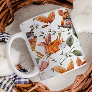Herbst Cottage Thanksgiving Orange Braun Zuhause Kaffeetasse
