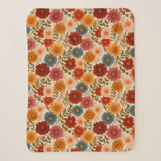 Herbst Cottagecore Blumen Sherpadecke (Vorderseite)