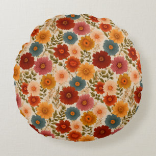 Herbst Cottagecore Floral Rundes Kissen