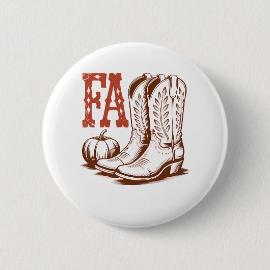 Herbst Cowgirl Pumpkin Button (Vorderseite)
