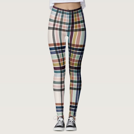 Herbst- & Creme-Karomuster Leggings (Vorderseite)