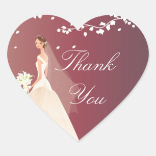 Herbst-Crimson-Bride-Brautparty-Herzsticker Herz-Aufkleber
