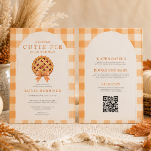 Herbst Cutie Pie Schleife QR Code Baby Shower Einladung