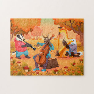 Herbst Dachs Hirsch Adler Herbstmusik Erntedankfes Puzzle