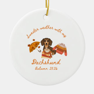 Herbst Dachshund Hygge Keramik Ornament
