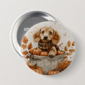 Herbst Dackel Hunde Pumpkin Button (Vorne & Hinten)