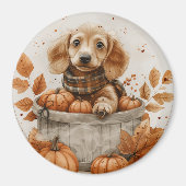 Herbst Dackel Hunde Pumpkin Magnet (Vorne)